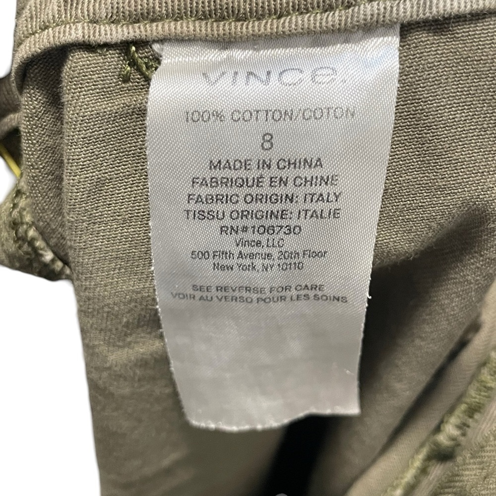 Vince Olive Green Utility Pants Size 8 Cropped Twill Minimalist Casual Luxe - Picture 3 of 5
